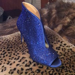 INC PeepToe Sequin cobalt blue boot size 8.5